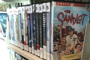 DVDs on a shelf