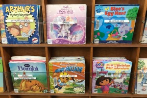 Books in cubbies