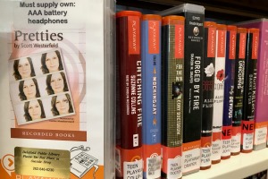 Playaways on a shelf