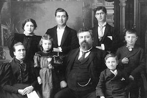 Black and white formal family photo