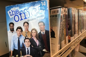 DVDs on a shelf
